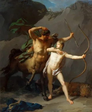 Achilles wordt door de centaur Chiron - Jean-Baptiste Regnault, 1782, Louvre, Parijs, Frankrijk