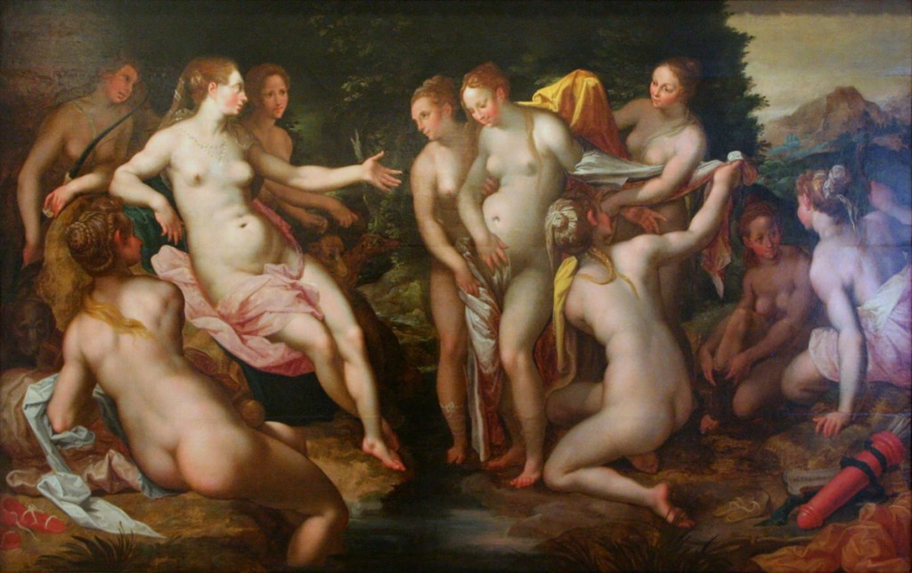 Diana (Artemis) ontdekt de zwangerschap van Callisto, Hendrick Goltzius, 1599, Bonnefantenmuseum, Maastricht