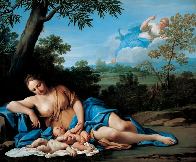 Leto en de geboorte van Apollo en Artemis (Marcantonio Franceschini)