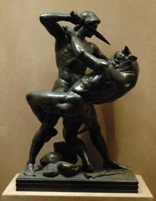 Theseus vecht met de Minotaurus