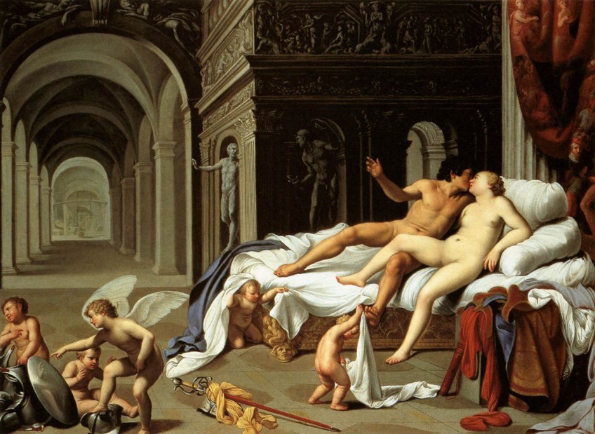 Venus (Aphrodite) en Mars (Ares) bedrijven de liefde - Carlo Saraceni (Museo Thyssen-Bornemisza)