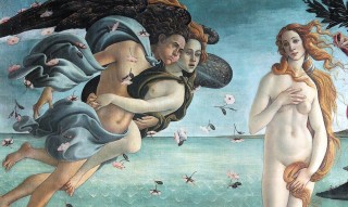 Zephyros op het schilderij 'De geboorte van Venus'