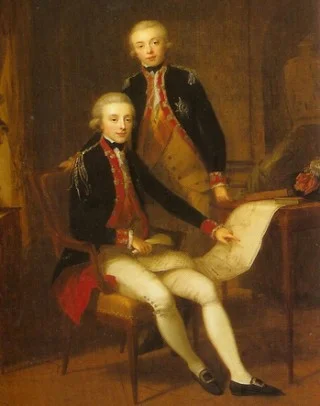latere koning Willem I met zijn broertje Frederik omstreeks 1790
