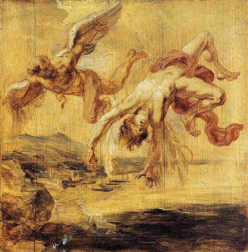De val van Icarus, door Peter Paul Rubens
