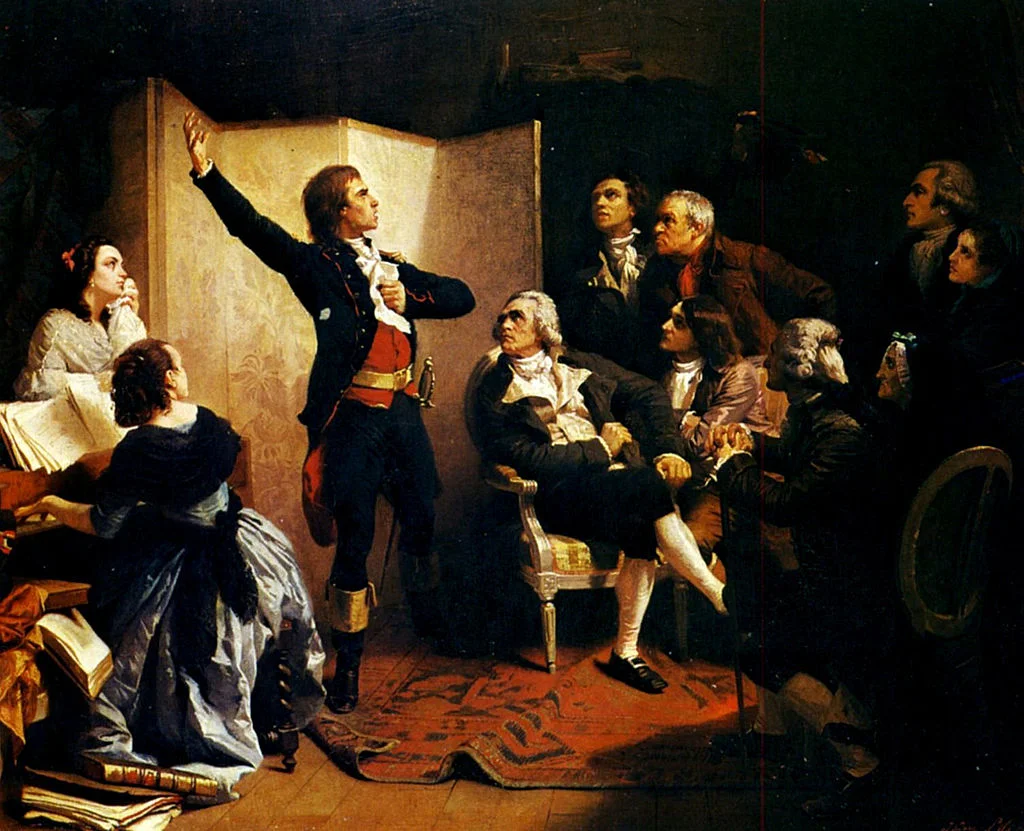 Rouget de l'Isle chantant « La Marseillaise », 1849, Isidore Pils, Strasbourg, Musée des Beaux-Arts, De componist van de Marseillaise zingt het lied voor het eerst in de salon van de burgemeester van Straatsburg