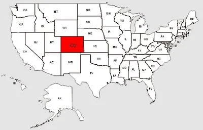 De staat Colorado in het rood gemarkeerd
