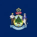 Vlag van de Amerikaanse staat Maine, de "Pine Tree State"