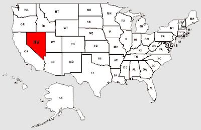De staat Nevada in het rood gemarkeerd