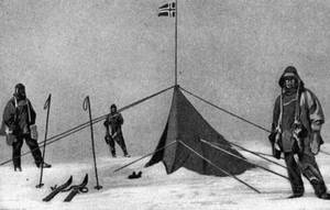 Kamp van Roald Amundsen en zijn team in de buurt van de noordpool