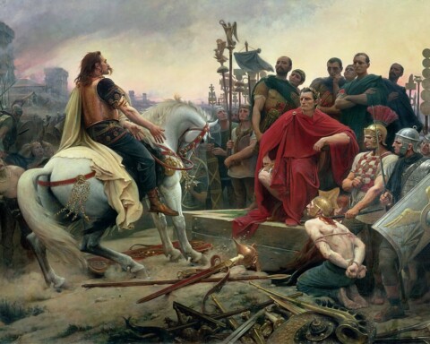 Overgave van Vercingetorix, schilderij van L. Royer 1888