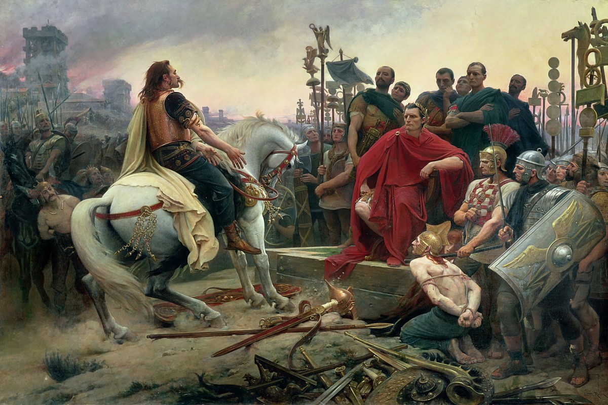Overgave van Vercingetorix, schilderij van L. Royer 1888