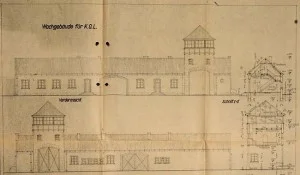 Detail van een bouwtekening van Auschwitz (Bron: Bild.de)