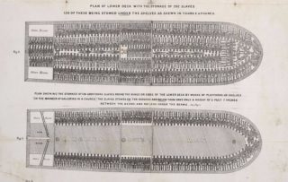 Doorsnedes van een slavenschip, die de opslag van slaven illustreren.
