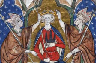 Dertiende-eeuwse afbeelding van de kroning van Hendrik III van Engeland