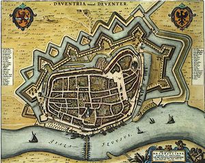 Deventer op een kaart uit 1652