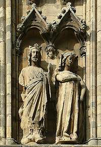 Beeld van Eduard I van Engeland en Eleonora van Castilië in de kathedraal van Lincoln