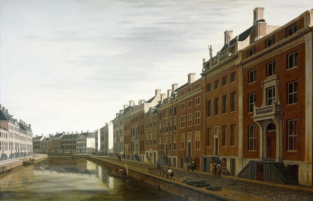 De bocht van de Herengracht bij de Nieuwe Spiegelstraat te Amsterdam, 1672 - Gerrit Berckheyde