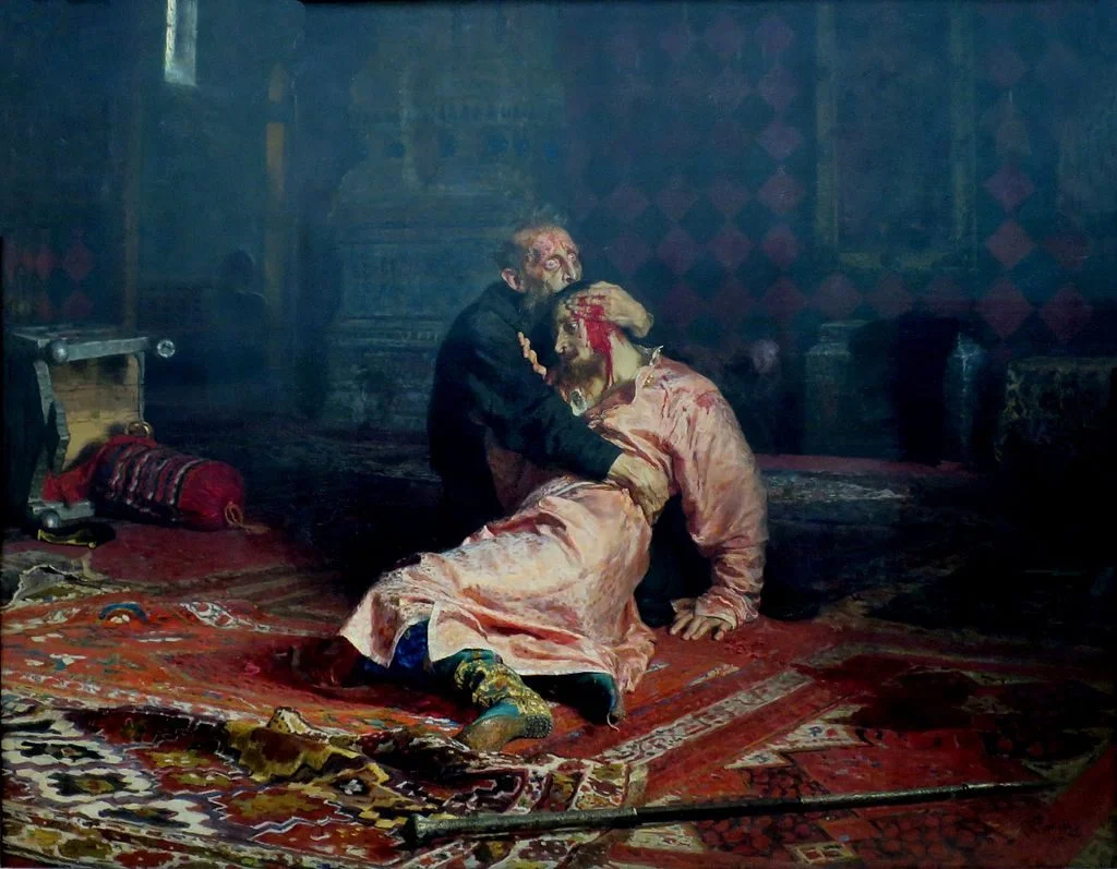 Ivan de Verschrikkelijke en zijn dode zoon. Schilderij door Ilja Repin.