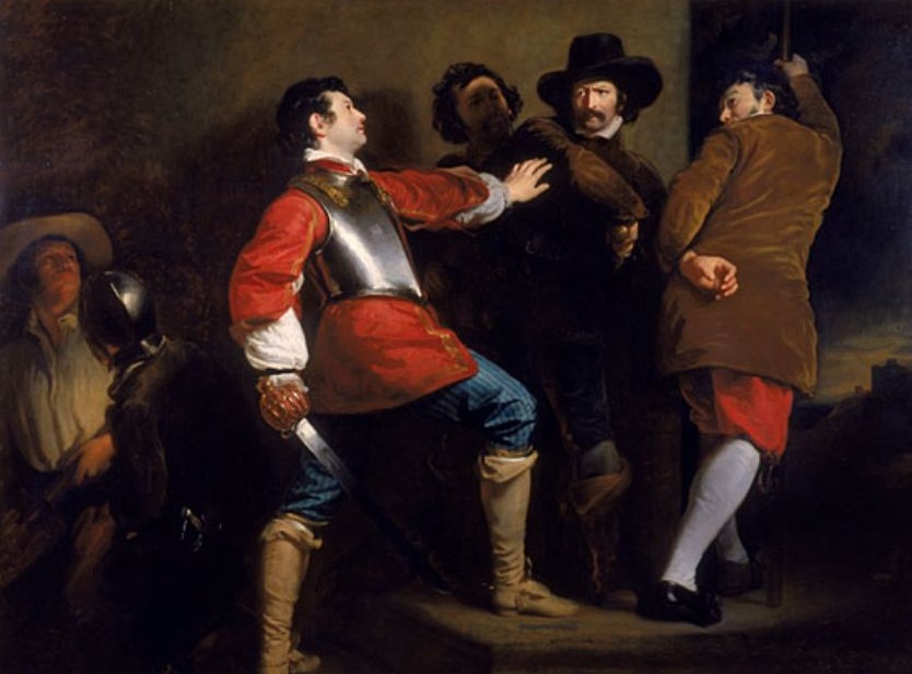 Fawkes wordt overmeesterd in de kelder van het Hogerhuis – Henry Peronett Briggs, ca. 1823
