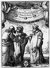 Voorzijde van Galileï's werk dialogo
