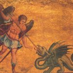 Aartsengel Michaël en de draak - Romeins mozaïek (Publiek Domein - wiki)
