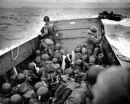 D-Day. Foto gemaakt vlak voor de landing op Omaha Beach