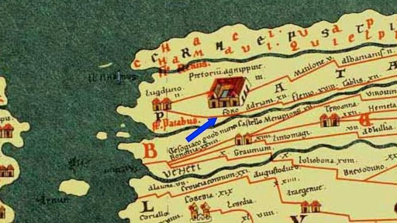 Forum Hadriani, op de Peutinger kaart (Publiek Domein - wiki)