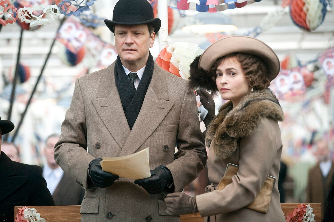 Colin Firth en Helena Bonham Carter als de hertog en hertogin van York in The King's Speech.