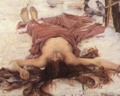 De Heilige Eulalia, even na haar dood, schilderij uit 1885 van John William Waterhouse