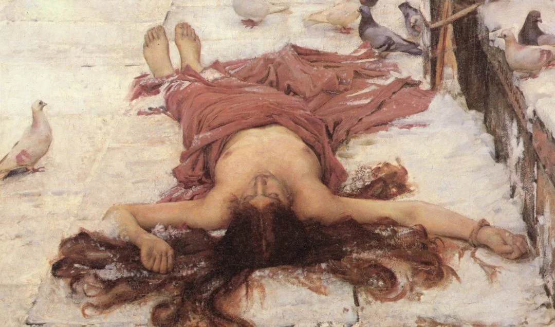 De Heilige Eulalia, even na haar dood, schilderij uit 1885 van John William Waterhouse