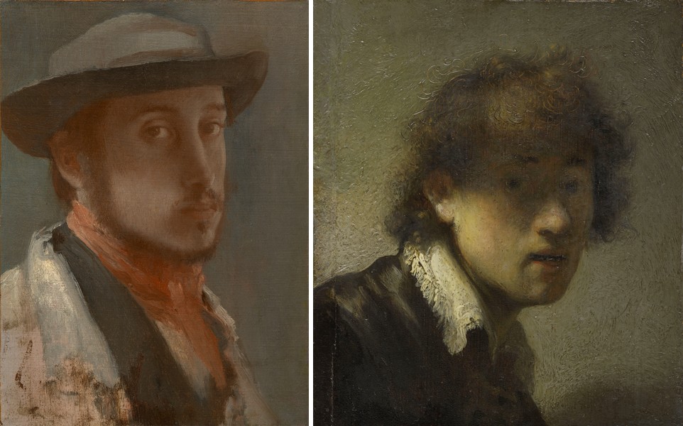 Degas’ ‘Zelfportret met zachte hoed’ (1857-1858) & Rembrandts ‘Zelfportret als jonge man’ (1629)