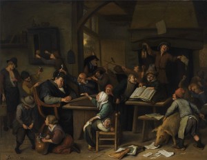 Een schoolklas met een slapende schoolmeester – Jan Steen, 1672