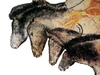 Afbeeldingen van enkele paarden in de Chauvet-grot (Publiek Domein - wiki)