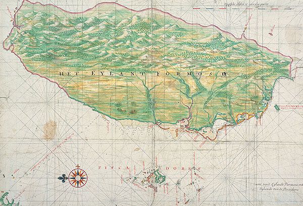 Nederlands Formosa op een kaart van Johannes Vingboons, ca.1640 (Nationaal Archief)