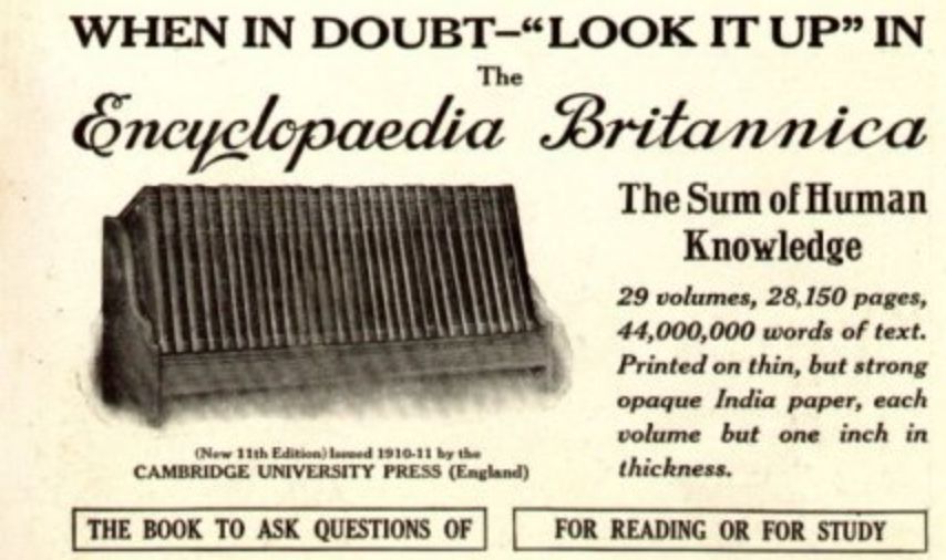 Oude advertentie voor de Encyclopædia Britannica (1913)