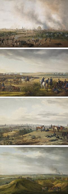Vier schilderijen van Adam Albrecht (1786-1862)