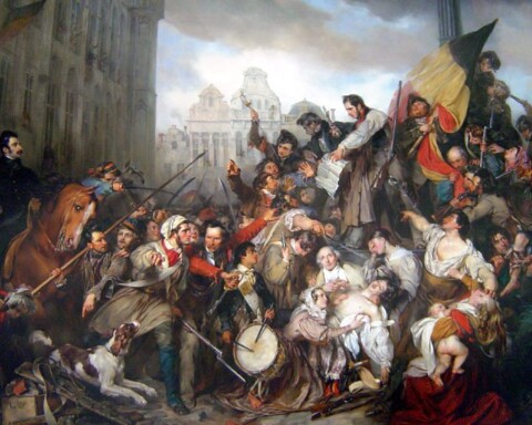 Tafereel van de Septemberdagen 1830 op de Grote Markt te Brussel, Gustaaf Wappers, 1835