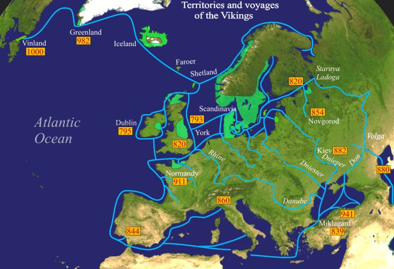 viking expansie reizen kaart