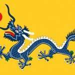 Vlag van China ten tijde van de Qing-dynastie. De gele kleur staat voor de Mantsjoes