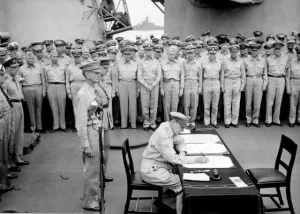 Ondertekening van de overgave aan boord van de USS Missouri