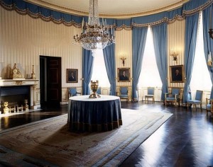 De 'blauwe kamer' van het Witte Huis in de periode dat John F. Kennedy president was