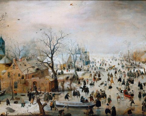 Winterlandschap met schaatsers – Hendrick Avercamp ca. 1608 | Rijksmuseum