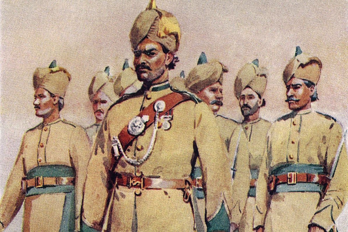 Soldaten van het Brits-Indische leger in khaki kleding – A.C. Lovett, ca. 1909