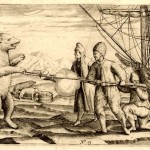 Twee mannen van de expeditie in gevecht met een ijsbeer - Afbeelding uit het dagboek van Gerrit de Veer (Rijksmuseum Amsterdam)