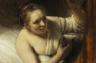 Rembrandt (1647?) Sara in verwachting van Tobias. National Gallery of Scotland, Edinburgh. Volgens Gary Schwartz zou dit Geertje Dircks kunnen zijn.