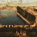 De Hofvijver gezien vanaf het Doelenterrein – schilderij door Hollandse School, 1553 – Collectie Haags Historisch Museum