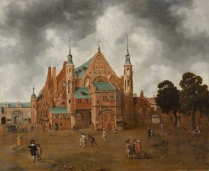Het Binnenhof met de Ridderzaal – schilderij door Hollandse School, ca. 1655 – Collectie Haags Historisch Museum