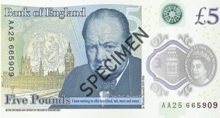 Het bankbiljet met de beeltenis van Winston Churchill