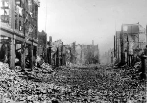 Rotterdam na het bombardement van mei 1940