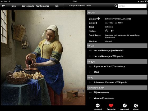 Startscherm van de Europeana-app